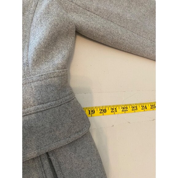 Vince Camuto Midi Coat Gray Double-Breasted Black Trim Wool Bend Medium - Picture 12 of 15